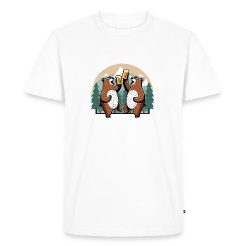 Fête, bière, forêt, ours bruns, dans la nature - T-shirt Premium bio Homme - blanc - Devant - Nico (187cm)