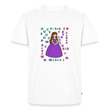 Princess with book, numbers alphabet school beginner - Men's Premium Organic T-Shirt - white - Front - Nico (187cm)