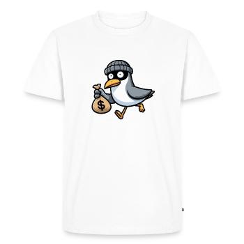 Bank robber thief North Sea gangster seagull money bank - Men's Premium Organic T-Shirt - white - Front - Nico (187cm)