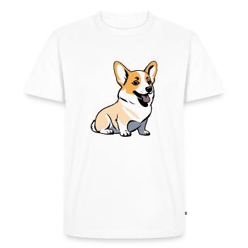 Corgi - Pet Dog Sticker - Men's Premium Organic T-Shirt - white - Front - Nico (187cm)