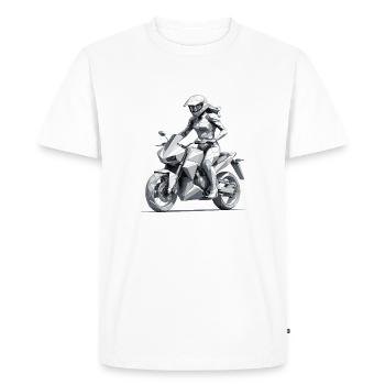 Motarde fille - Conception de moto - T-shirt Premium bio Homme - blanc - Devant - Nico (187cm)