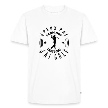 golf peux pas citation can not logo - T-shirt Premium bio Homme - blanc - Devant - Nico (187cm)