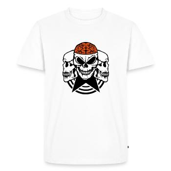 tete de mort face profil cerveau cervelle - T-shirt Premium bio Homme - blanc - Devant - Nico (187cm)