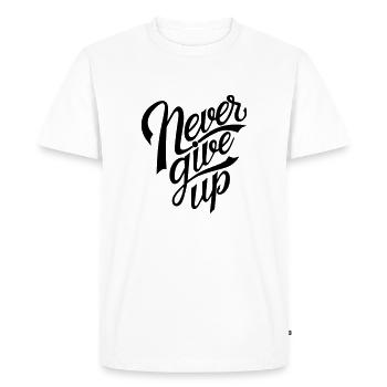 never give up - T-shirt Premium bio Homme - blanc - Devant - Nico (187cm)