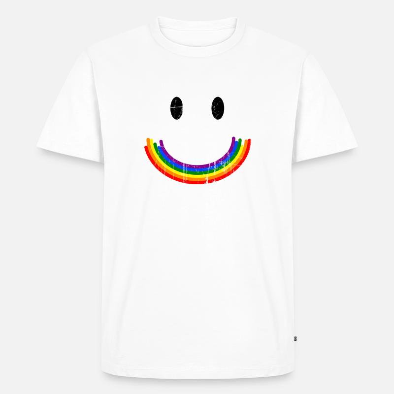 Rainbow Smilie - Männer Premium Bio T-Shirt - Weiß