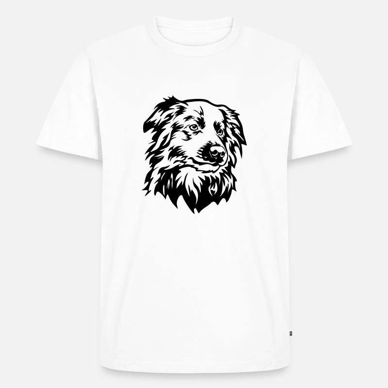 Border Collie Kopf - Männer Premium Bio T-Shirt - Weiß