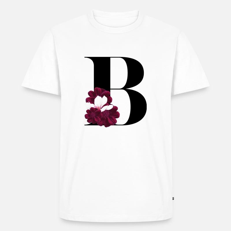 Buchstabe B blühende - Männer Premium Bio T-Shirt - Weiß