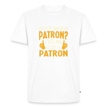 Humour C'est Qui Le Patron C'est Moi Le Patron - T-shirt Premium bio Homme - blanc - Devant - Nico (187cm)
