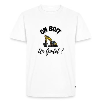on boit un godet - T-shirt Premium bio Homme - blanc - Devant - Nico (187cm)