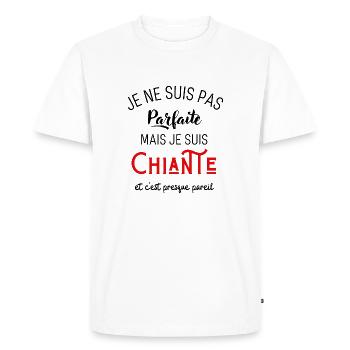 Pas parfaite mais chiante - T-shirt Premium bio Homme - blanc - Devant - Nico (187cm)