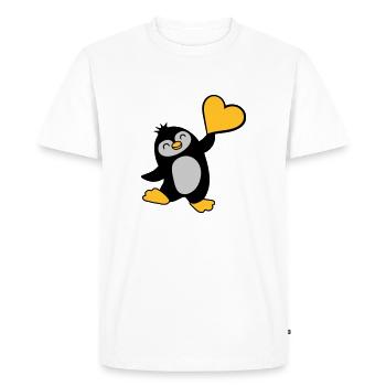 Friendly penguin shows heart - Men's Premium Organic T-Shirt - white - Front - Nico (187cm)