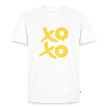 Xoxo Hugs and Kisses en jaune - T-shirt Premium bio Homme - blanc - Devant - Nico (187cm)