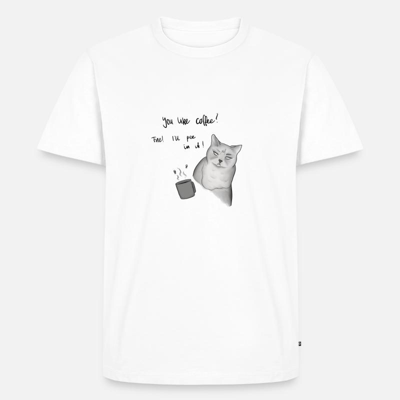 Coffy Cat mit Grumpy Note - Männer Premium Bio T-Shirt - Weiß