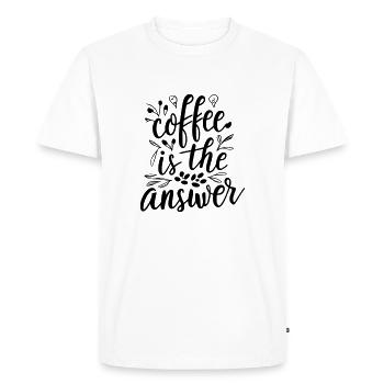 Le café est la réponse - T-shirt Premium bio Homme - blanc - Devant - Nico (187cm)