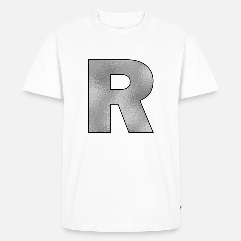Buchstabe R Silber - Männer Premium Bio T-Shirt - Weiß