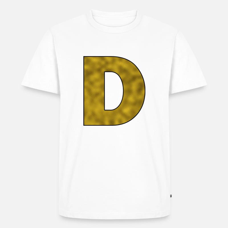 Buchstabe D Gold - Männer Premium Bio T-Shirt - Weiß