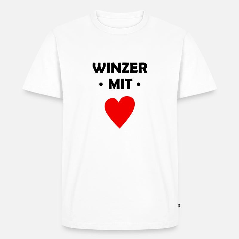 Winzer mit Herz - Männer Premium Bio T-Shirt - Weiß