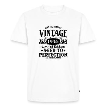 Iconic 1945 Birthday T-Shirt - Men's Premium Organic T-Shirt - white - Front - Nico (187cm)
