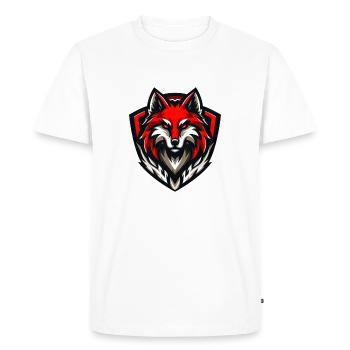 Wolf Illustration RED Emblem - Men's Premium Organic T-Shirt - white - Front - Nico (187cm)