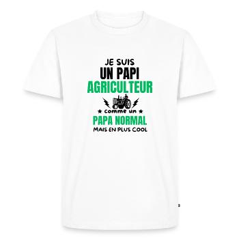 PAPI AGICULTEUR - T-shirt Premium bio Homme - blanc - Devant - Nico (187cm)