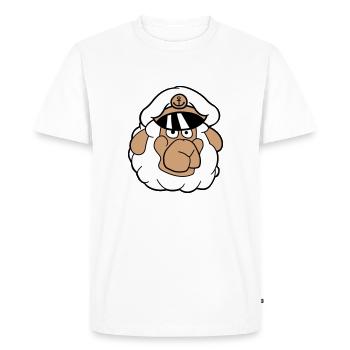 Mouton mignon vieux capitaine casquette visage dessin animé - T-shirt Premium bio Homme - blanc - Devant - Nico (187cm)