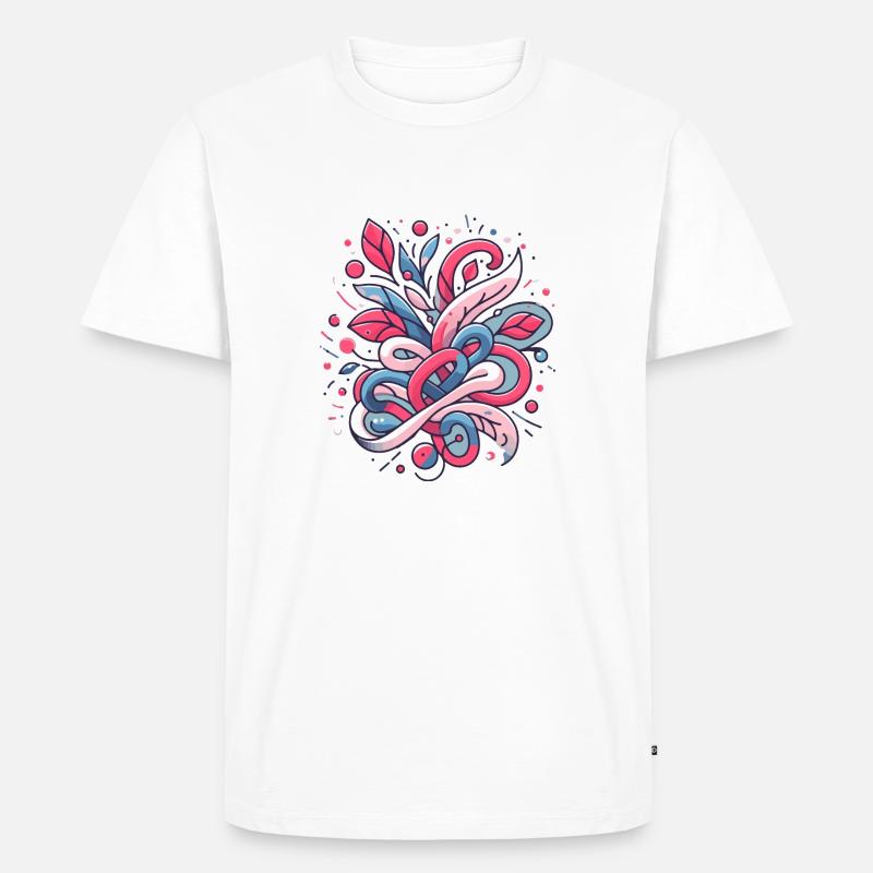 Abstraktes Blumenmuster - Männer Premium Bio T-Shirt - Weiß