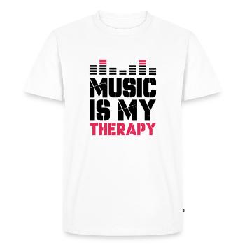 La musique est ma thérapie - T-shirt Premium bio Homme - blanc - Devant - Nico (187cm)