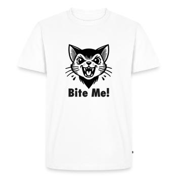 Chat vampire gothique - « Mordez-moi ! » Concevoir - T-shirt Premium bio Homme - blanc - Devant - Nico (187cm)