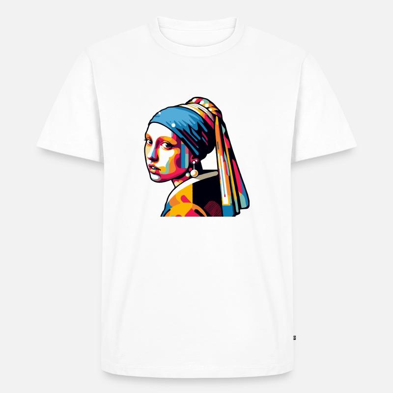Mädchen mit Perlenohrring modern - Männer Premium Bio T-Shirt - Weiß