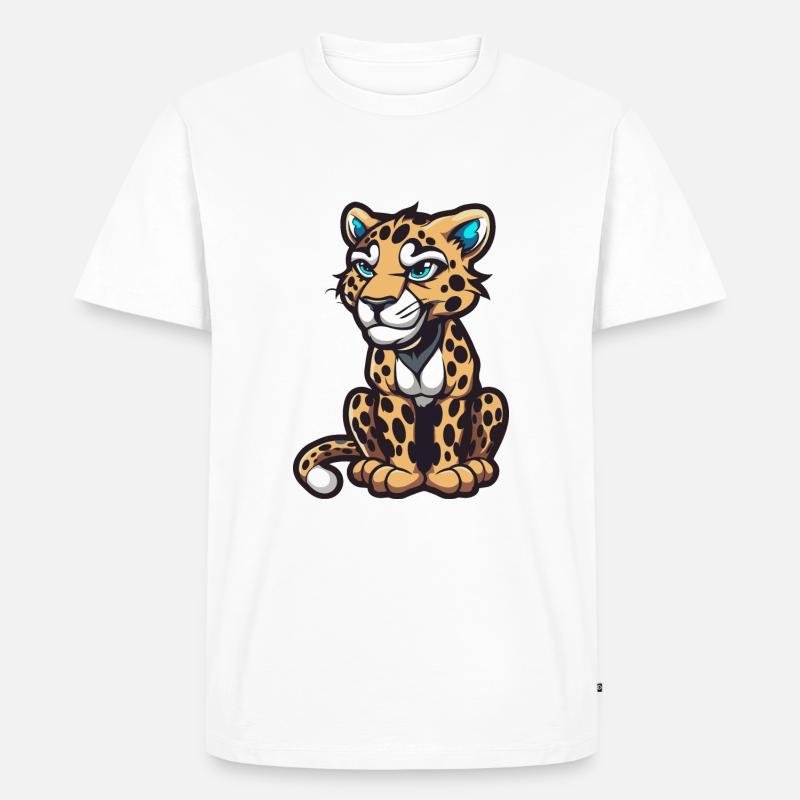 Leopard Comic - Männer Premium Bio T-Shirt - Weiß