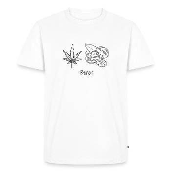 Rébus pour le prénom Benoit - T-shirt Premium bio Homme - blanc - Devant - Nico (187cm)