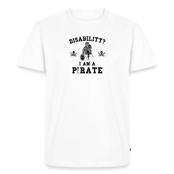 Disability Pirate - Journée de sensibilisation au handicap - T-shirt Premium bio Homme - blanc - Devant - Nico (187cm)