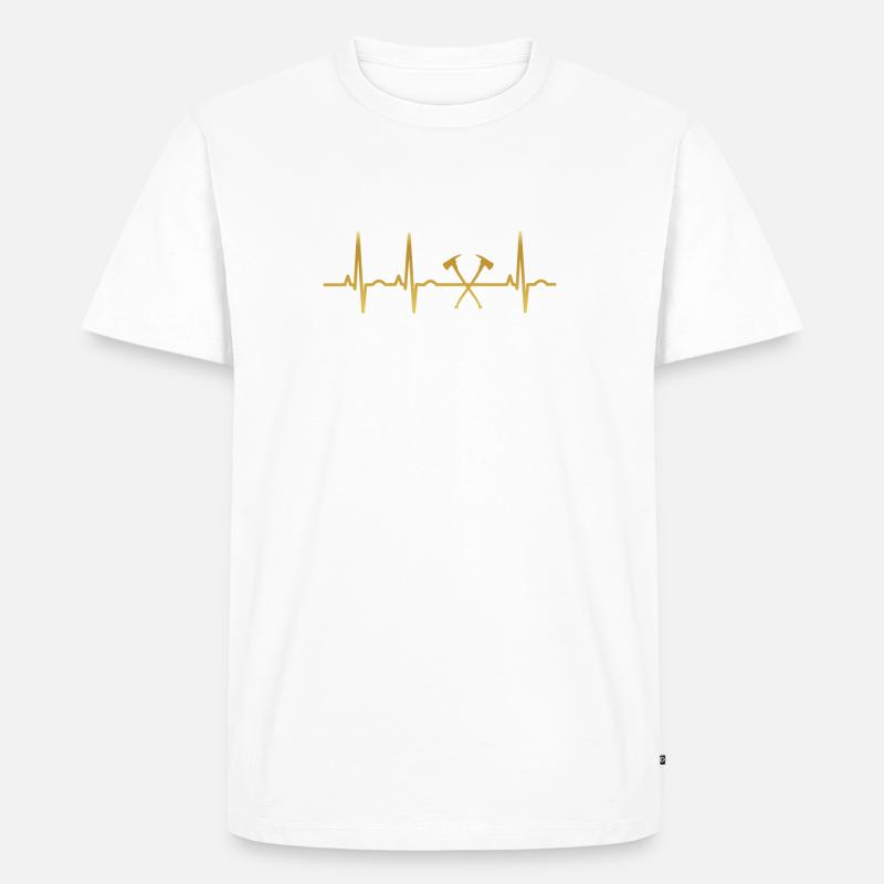 evolution ekg heartbeat FEUERWEHRMANN - Männer Premium Bio T-Shirt - Weiß