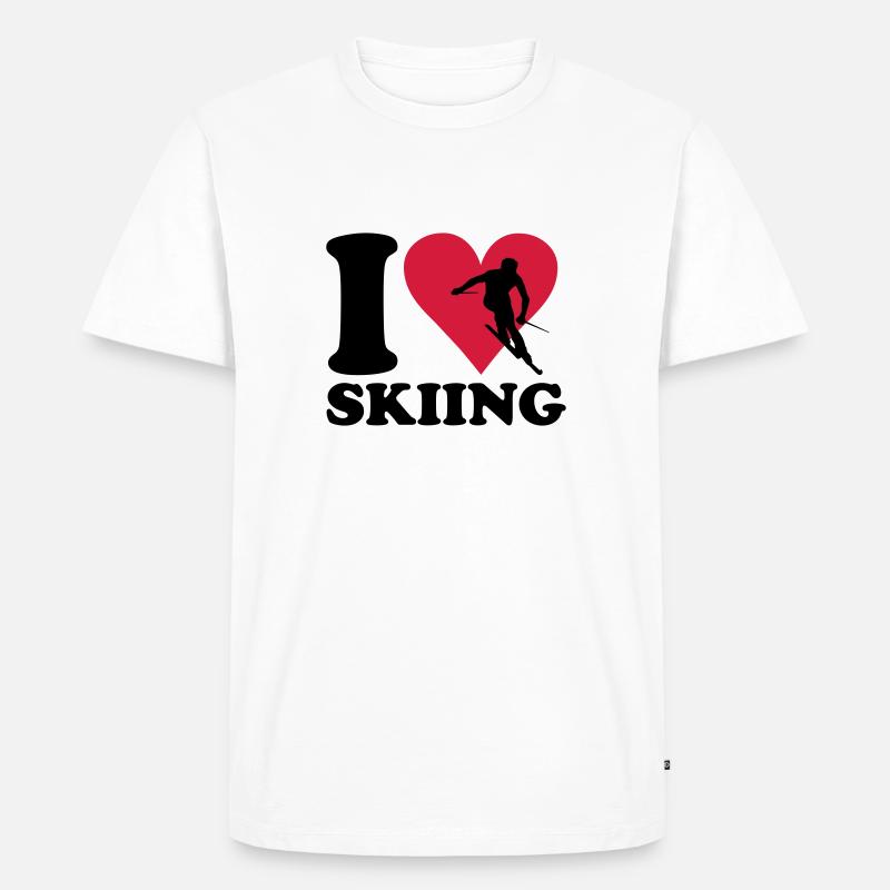 I love Skiing - Ski - Männer Premium Bio T-Shirt - Weiß
