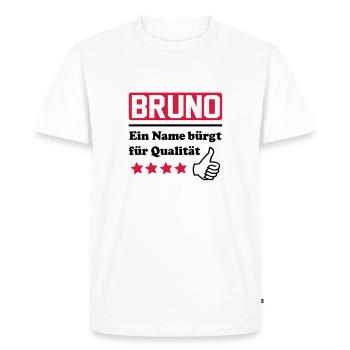 bruno - Männer Premium Bio T-Shirt - Weiß - Vorne - Nico (187cm)
