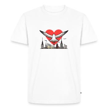 Mer du Nord Moin Mouette J’ADORE Hambourg Ville hanséatique Kiez - T-shirt Premium bio Homme - blanc - Devant - Nico (187cm)