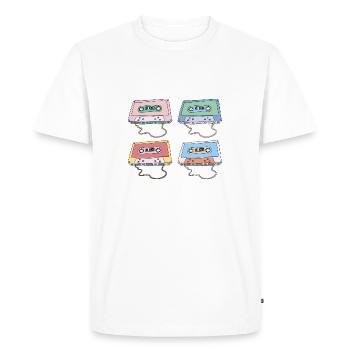 Music Cassette Compact Cassette Magnetic Tape Retro - Men's Premium Organic T-Shirt - white - Front - Nico (187cm)
