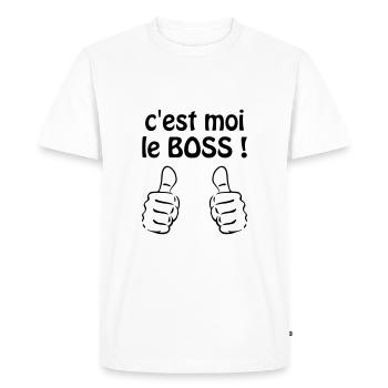 C'est moi le boss ! Humour / Citation / Blague - T-shirt Premium bio Homme - blanc - Devant - Nico (187cm)