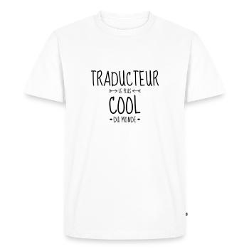 traducteur / traduction / traductrice / traduire - T-shirt Premium bio Homme - blanc - Devant - Nico (187cm)