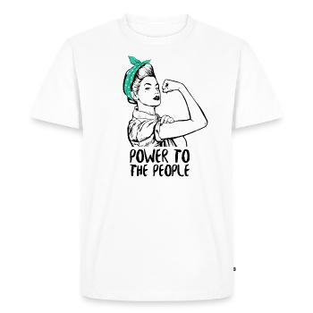 Power To The People (Power Woman) - T-shirt Premium bio Homme - blanc - Devant - Nico (187cm)