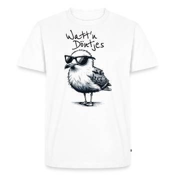 Watt'n Döntjes Coole Möwe Low German Saying - Men's Premium Organic T-Shirt - white - Front - Nico (187cm)