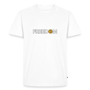 Bitcoin = Liberté (blanc) - T-shirt Premium bio Homme - blanc - Devant - Nico (187cm)