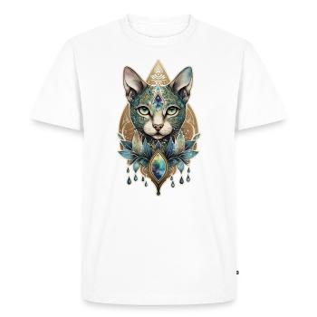 Géométrique Cat Mandala Aquarelle Chat Animal - T-shirt Premium bio Homme - blanc - Devant - Nico (187cm)