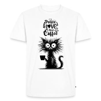 Cat Coffee Coffee Drinker Cat Mom Office Colleague - Men's Premium Organic T-Shirt - white - Front - Nico (187cm)