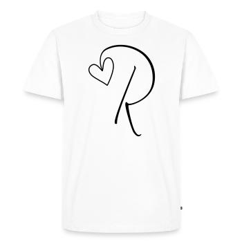 Lettre R Lettre R Calligraphie - T-shirt Premium bio Homme - blanc - Devant - Nico (187cm)