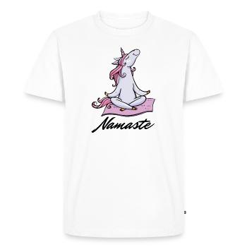 Yoga Licorne | Namaste Rainbow meditation - T-shirt Premium bio Homme - blanc - Devant - Nico (187cm)