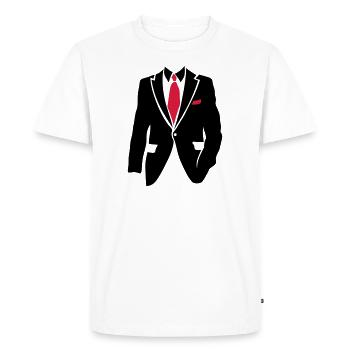 costume cravate business man 2105 - T-shirt Premium bio Homme - blanc - Devant - Nico (187cm)