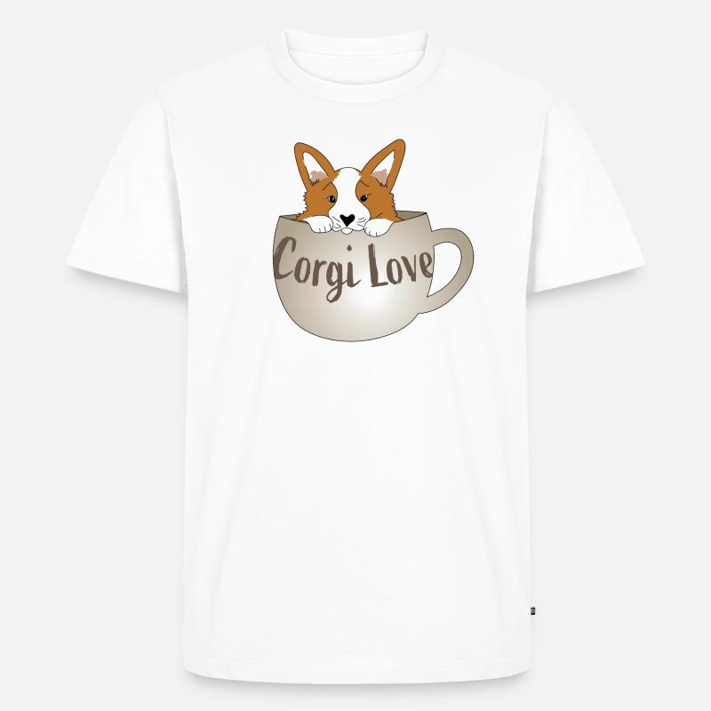 Corgi-Liebe - Männer Premium Bio T-Shirt - Weiß
