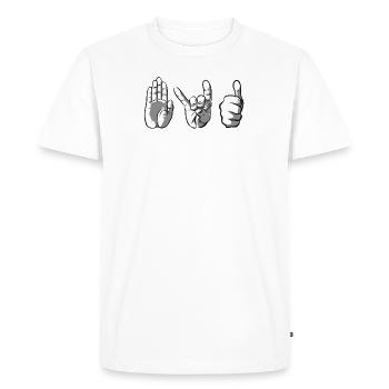 La main-talk-show pour le silence - T-shirt Premium bio Homme - blanc - Devant - Nico (187cm)