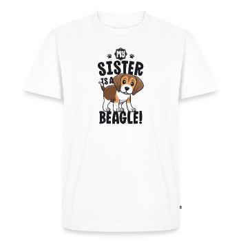 Ma soeur est une chemise Beagle Chemise Beagle pour enfants - T-shirt Premium bio Homme - blanc - Devant - Nico (187cm)